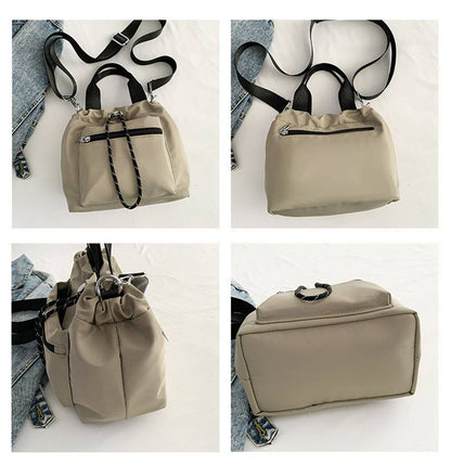 Sac seau bandoulière en nylon à cordon pour femme