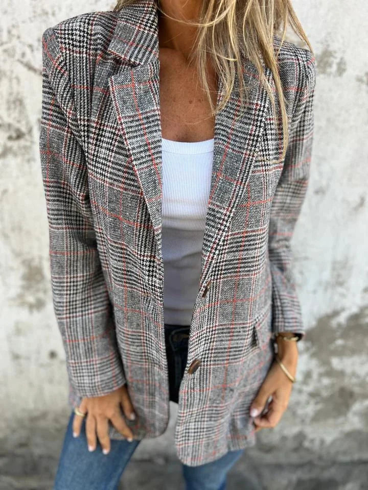 Veste à carreaux en coton pour femme