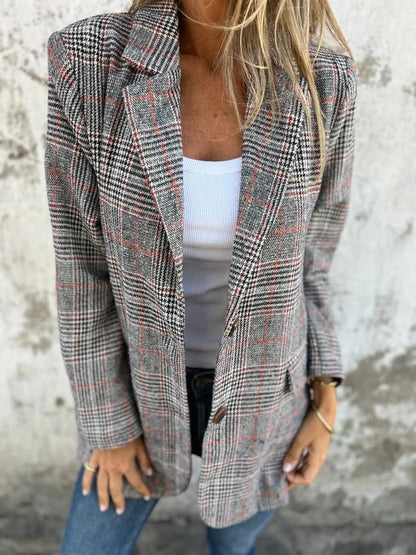 Veste à carreaux en coton pour femme