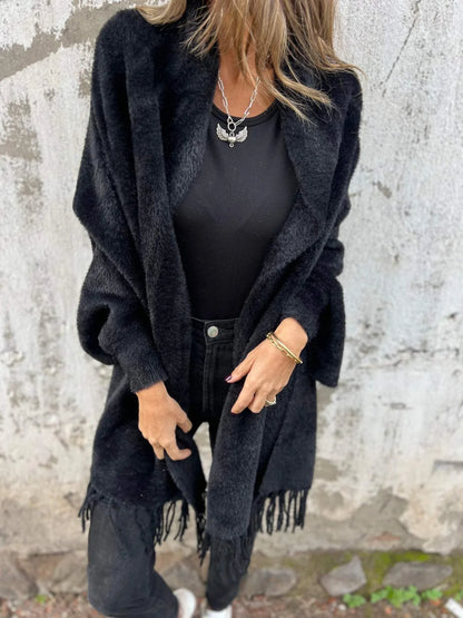 Manteau à manches longues pour femme avec franges, pour tous les jours