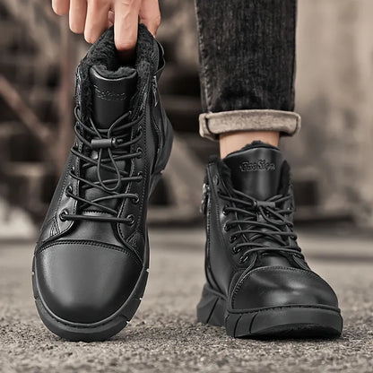 Bottes Chukka pour hommes, doublées en polaire et aspect cuir
