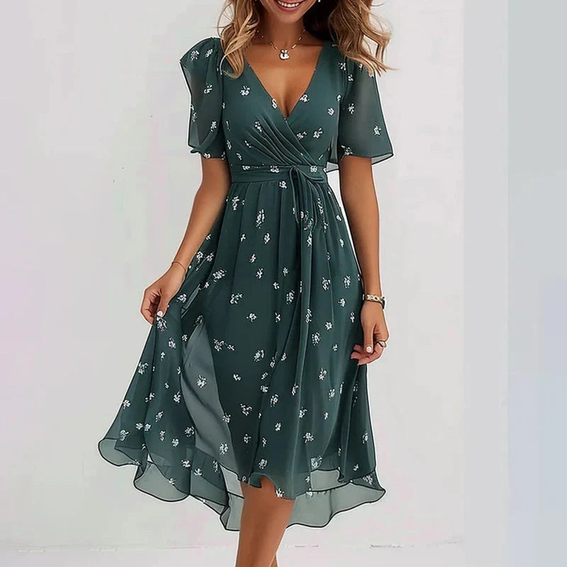 Robe d'été fluide à col en V pour femme