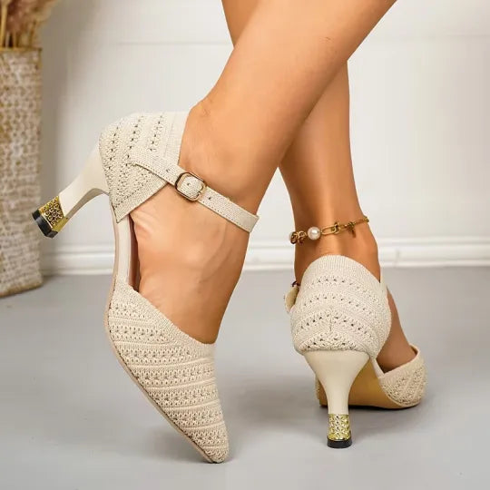 Sandales Minimalistes à Talons en Maille pour Femmes