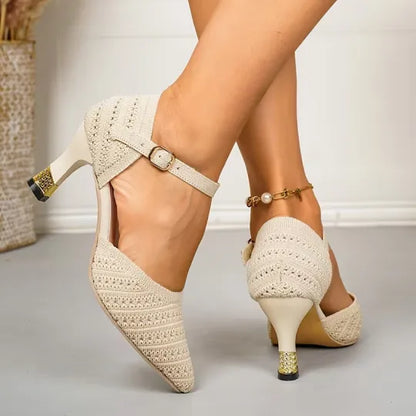 Sandales Minimalistes à Talons en Maille pour Femmes