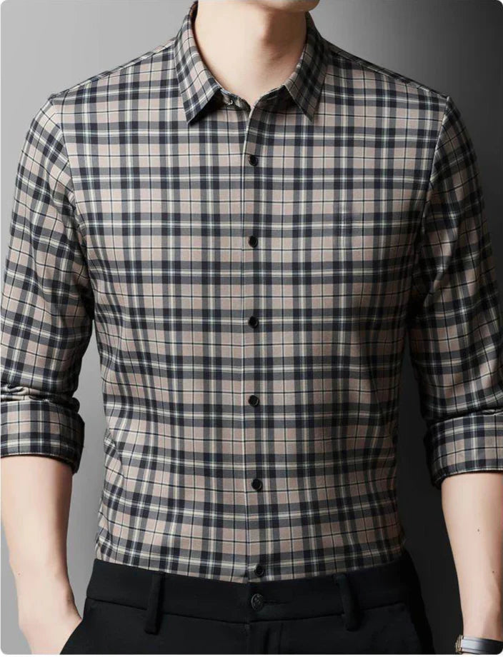 Chemise décontractée à motif quadrillé texturé pour homme