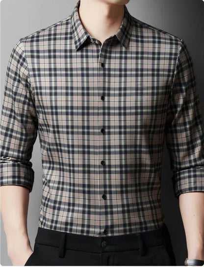 Chemise décontractée à motif quadrillé texturé pour homme