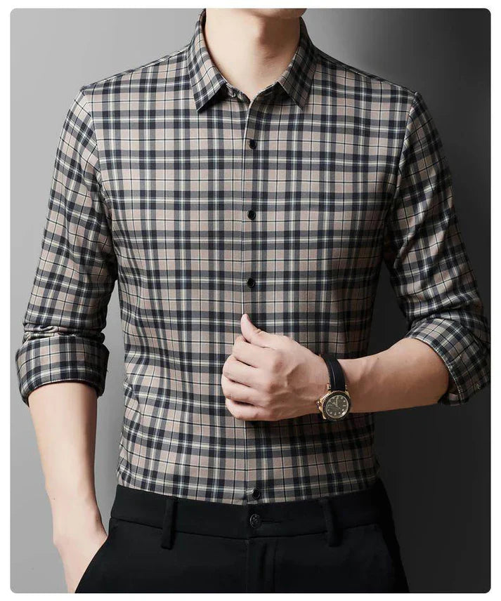 Chemise décontractée à motif quadrillé texturé pour homme