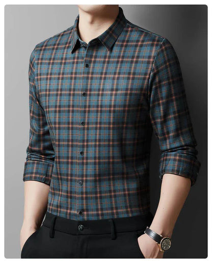 Chemise décontractée à motif quadrillé texturé pour homme