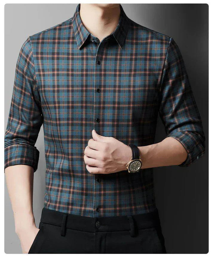 Chemise décontractée à motif quadrillé texturé pour homme
