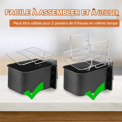 Grille de friteuse à air chaud à 3 niveaux en acier inoxydable