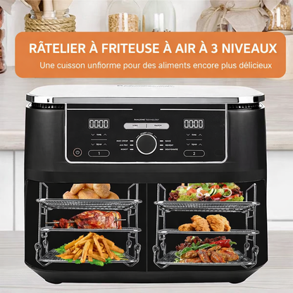Grille de friteuse à air chaud à 3 niveaux en acier inoxydable