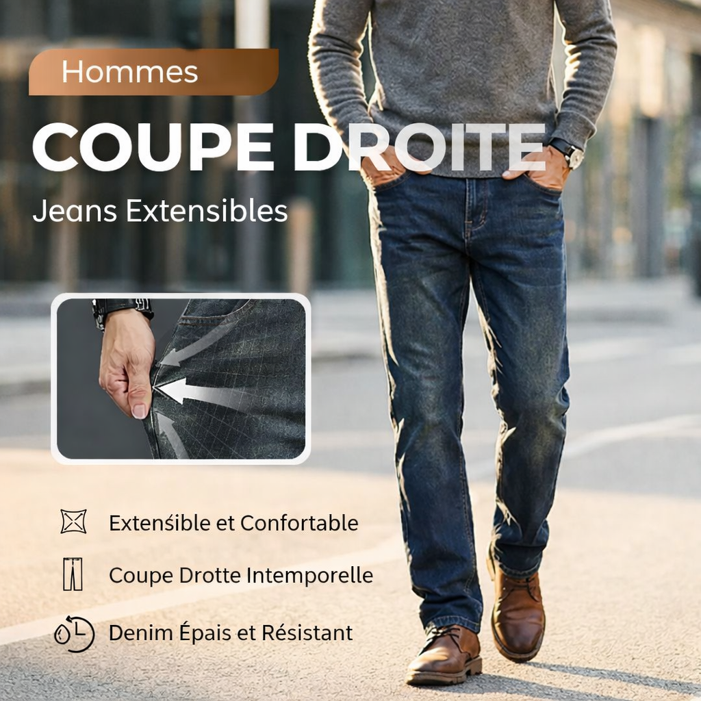Jean en denim stretch taille mi-haute pour homme