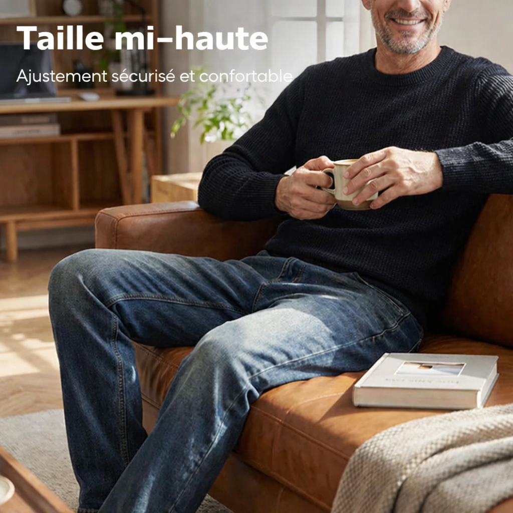 Jean en denim stretch taille mi-haute pour homme
