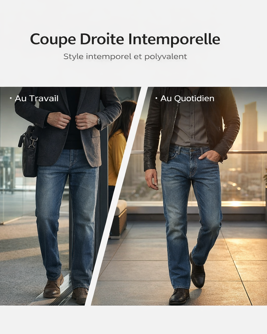 Jean en denim stretch taille mi-haute pour homme