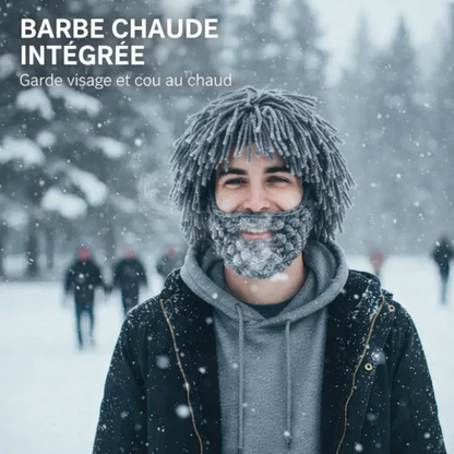 Perruque tricotée d'hiver et bonnet à barbe