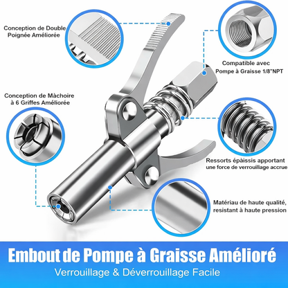 Outil de raccordement de graisse haute pression à verrouillage rapide