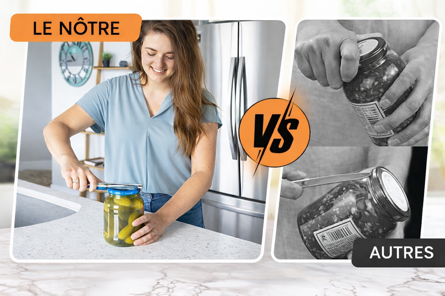 Ouvre-bocal et ouvre-boîte multifonctionnel réglable en acier inoxydable