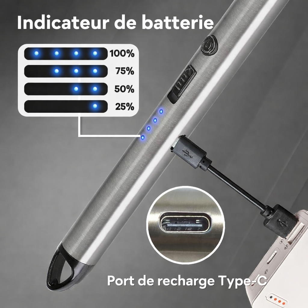 Briquet à arc électrique rechargeable (lot de 3)