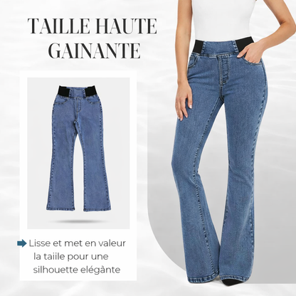 Jean évasé stretch taille haute pour femme