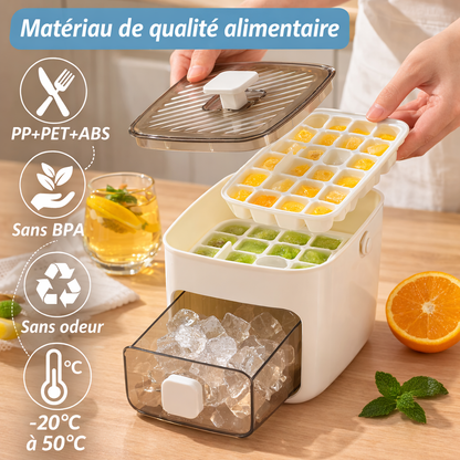 Ensemble de bacs à glaçons empilables avec bac de rangement et pelle
