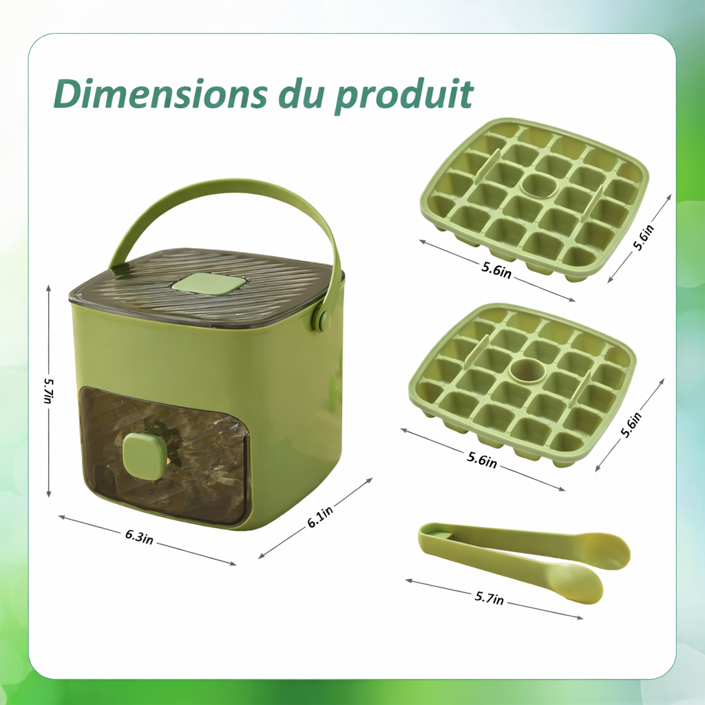 Ensemble de bacs à glaçons empilables avec bac de rangement et pelle