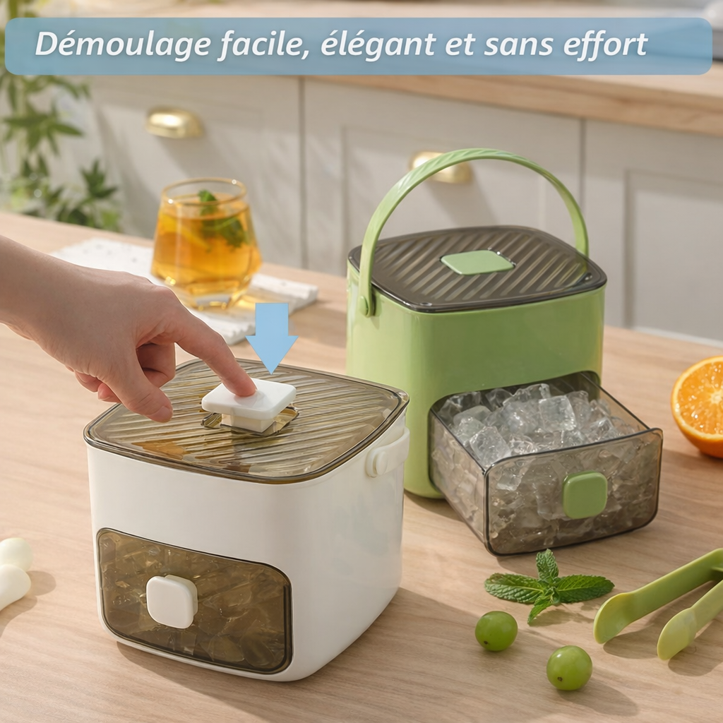 Ensemble de bacs à glaçons empilables avec bac de rangement et pelle