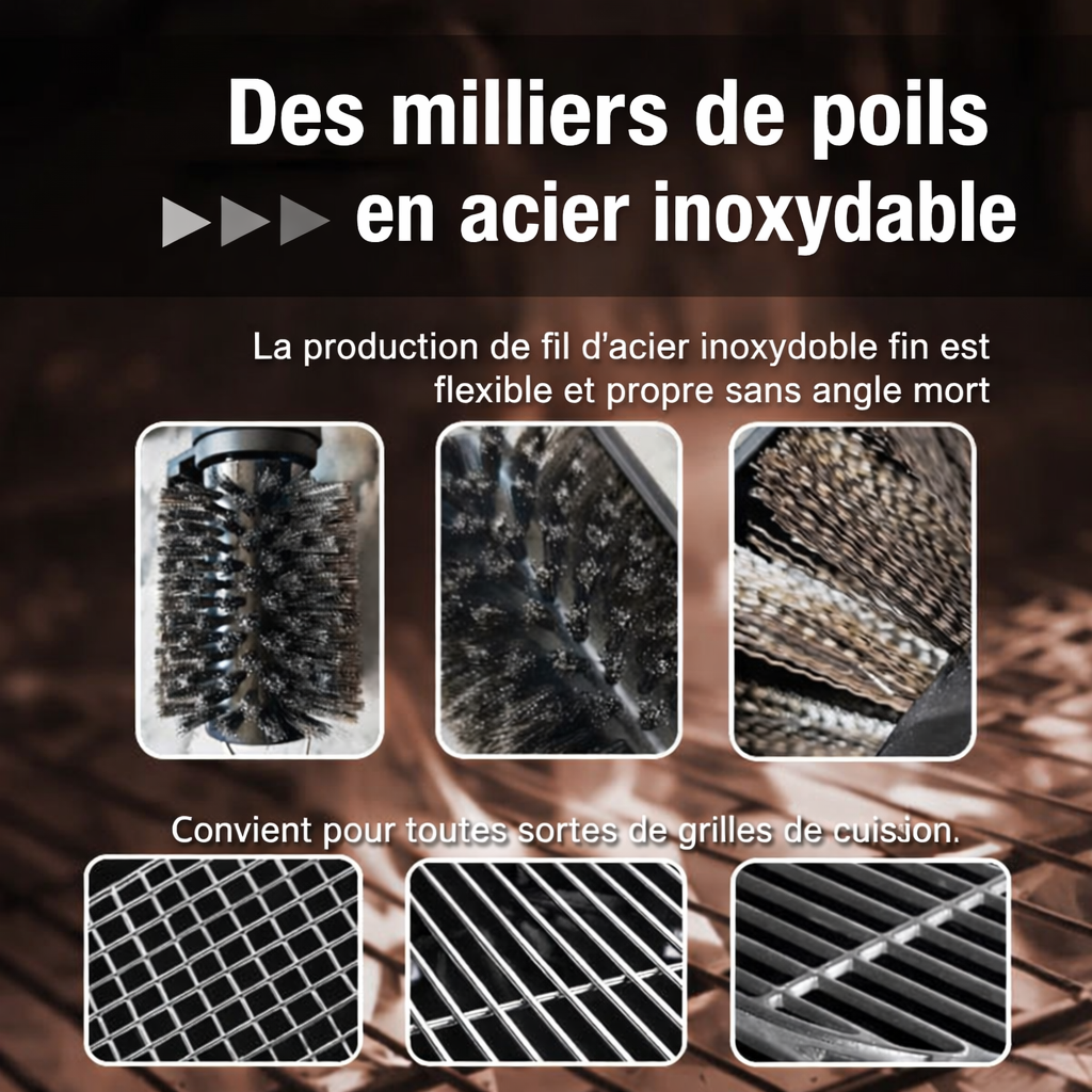 Brosse de nettoyage pour barbecue électrique sans fil