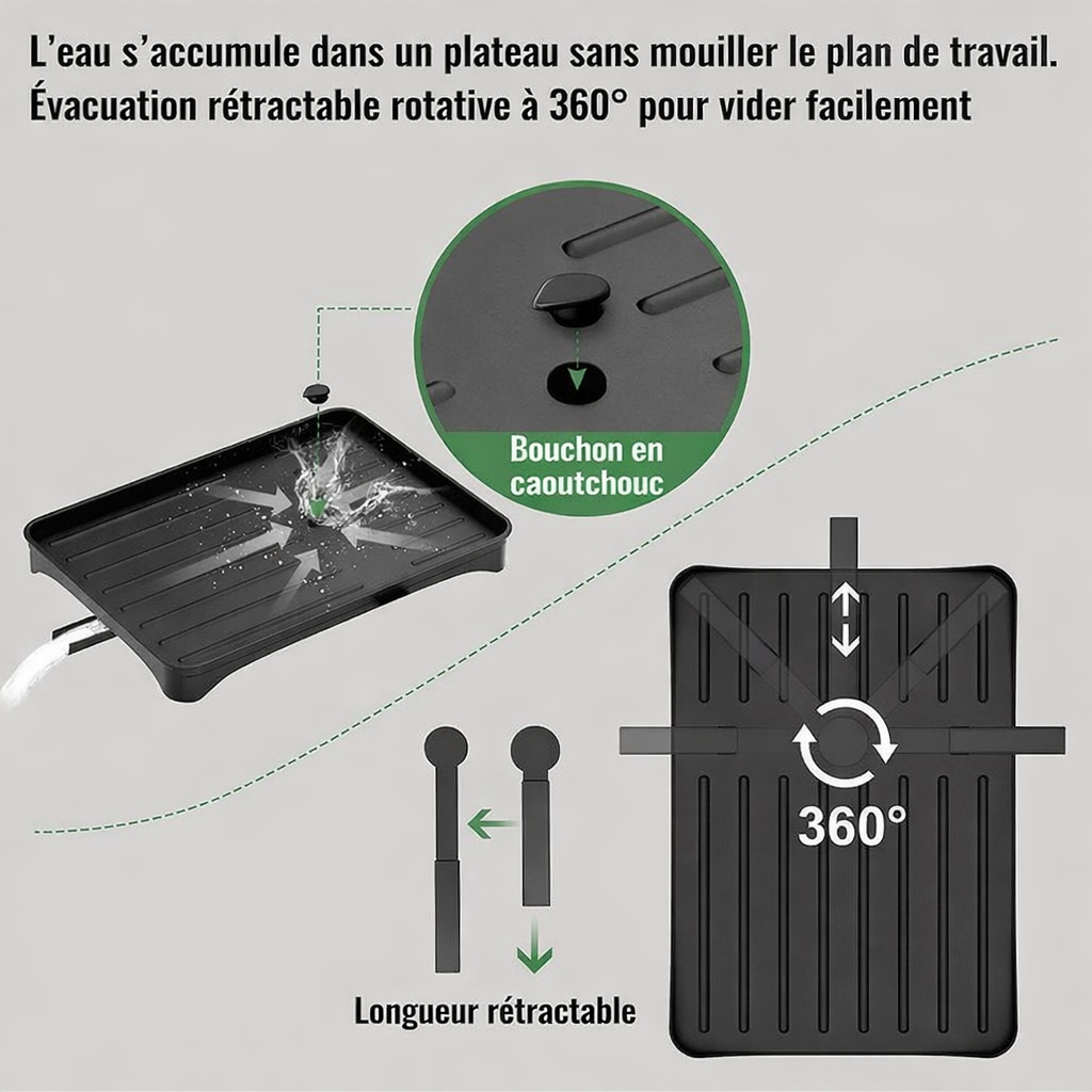 Égouttoir à vaisselle à deux niveaux avec bac de récupération