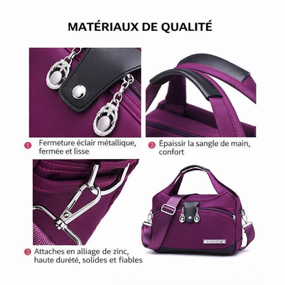 Sac bandoulière antivol multipoches en nylon pour femme