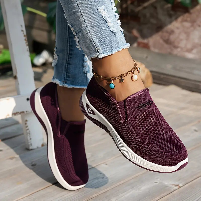 Chaussures de marche à enfiler en tricot pour femmes