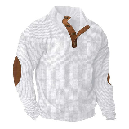 Sweat-shirt à manches longues et col montant pour homme, style décontracté d'extérieur