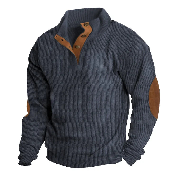 Sweat-shirt à manches longues et col montant pour homme, style décontracté d'extérieur