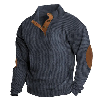 Sweat-shirt à manches longues et col montant pour homme, style décontracté d'extérieur