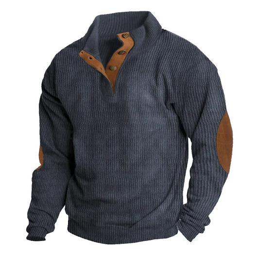 Sweat-shirt à manches longues et col montant pour homme, style décontracté d'extérieur