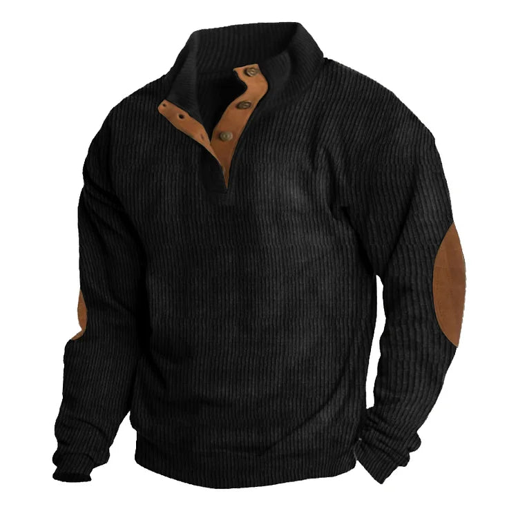 Sweat-shirt à manches longues et col montant pour homme, style décontracté d'extérieur