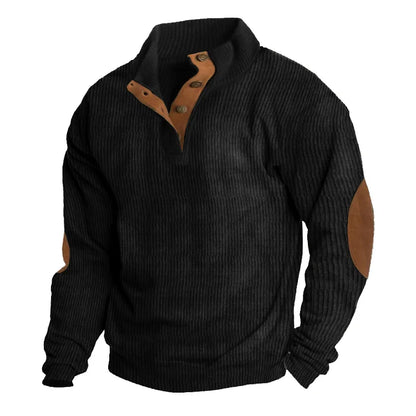 Sweat-shirt à manches longues et col montant pour homme, style décontracté d'extérieur