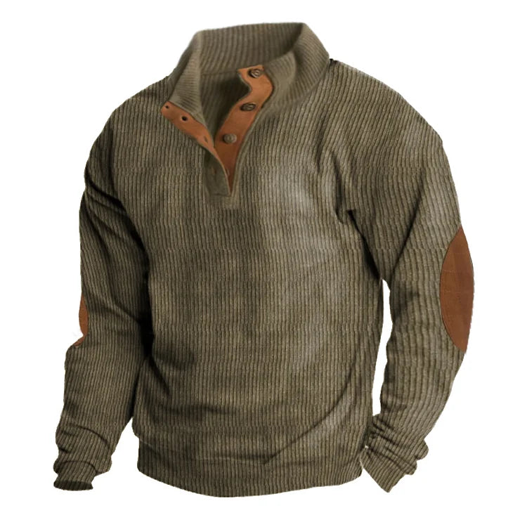 Sweat-shirt à manches longues et col montant pour homme, style décontracté d'extérieur