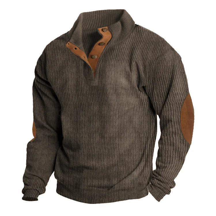 Sweat-shirt à manches longues et col montant pour homme, style décontracté d'extérieur