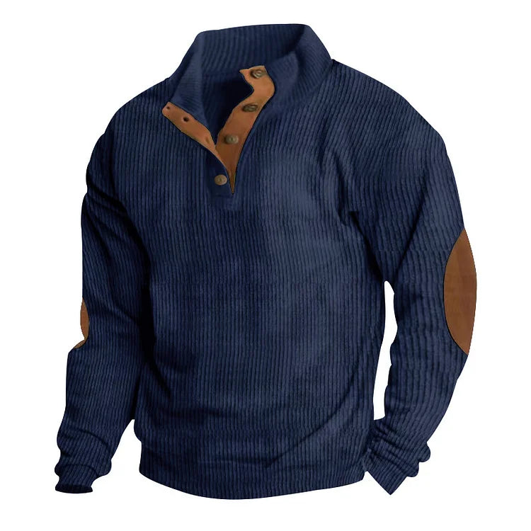 Sweat-shirt à manches longues et col montant pour homme, style décontracté d'extérieur