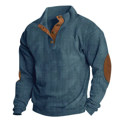 Sweat-shirt à manches longues et col montant pour homme, style décontracté d'extérieur
