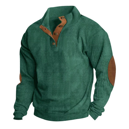 Sweat-shirt à manches longues et col montant pour homme, style décontracté d'extérieur