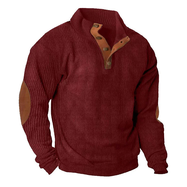 Sweat-shirt à manches longues et col montant pour homme, style décontracté d'extérieur