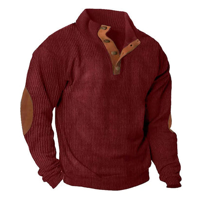 Sweat-shirt à manches longues et col montant pour homme, style décontracté d'extérieur