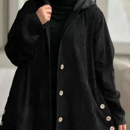 Manteau épais décontracté de couleur unie avec capuche et fermeture boutonnée