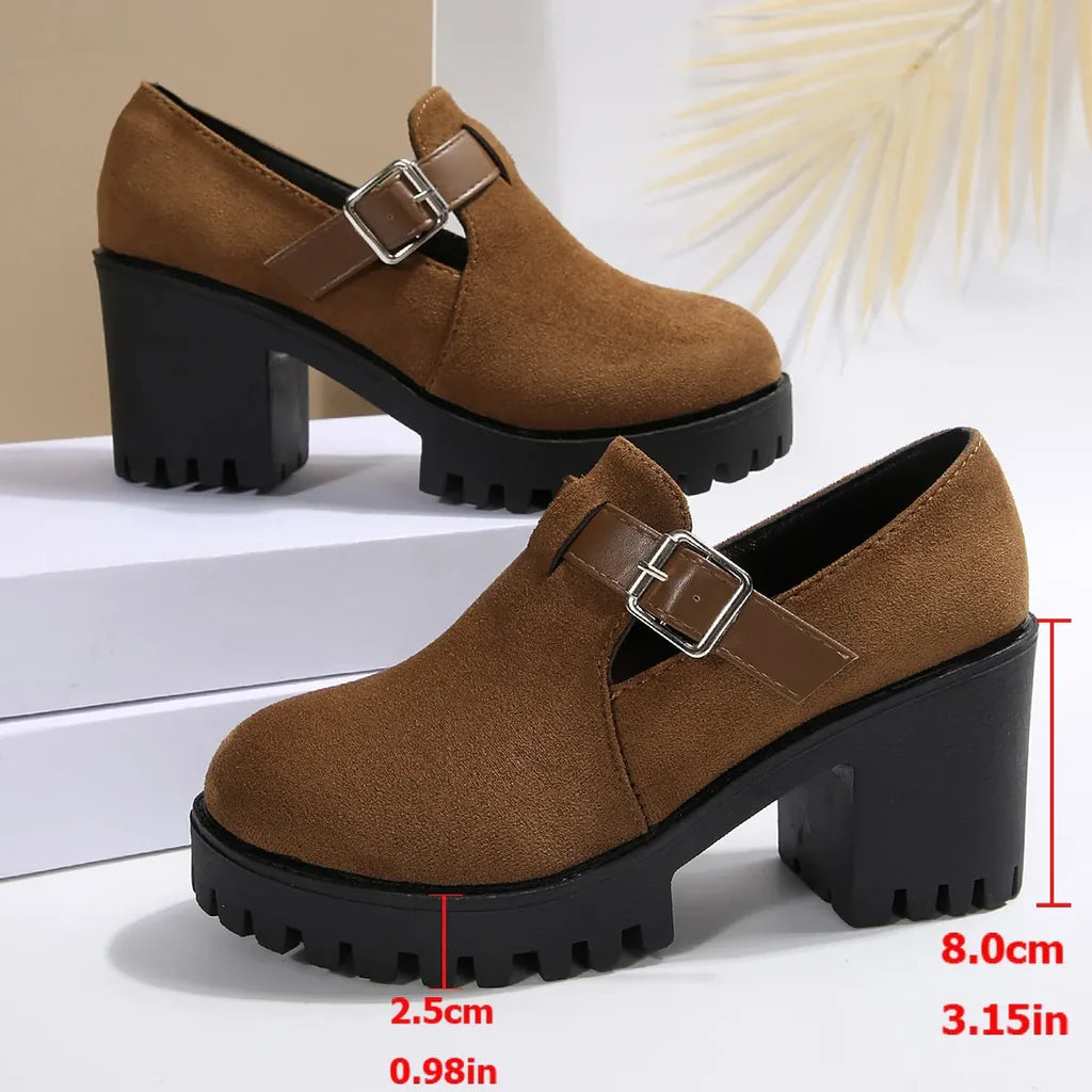 Chaussures confortables à talons épais et soutien pour femmes