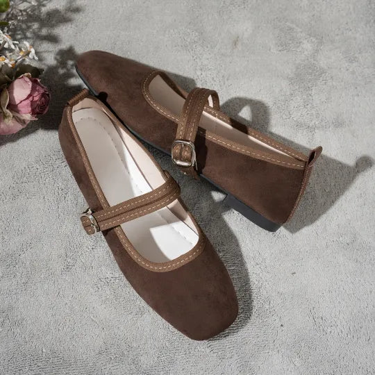 Chaussures confortables quotidiennes à bout carré et bride à boucle pour femmes