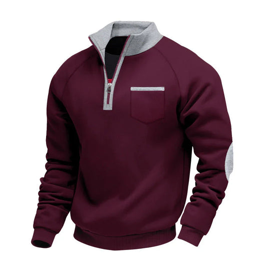 Pull confortable pour homme à demi-zip et col montant