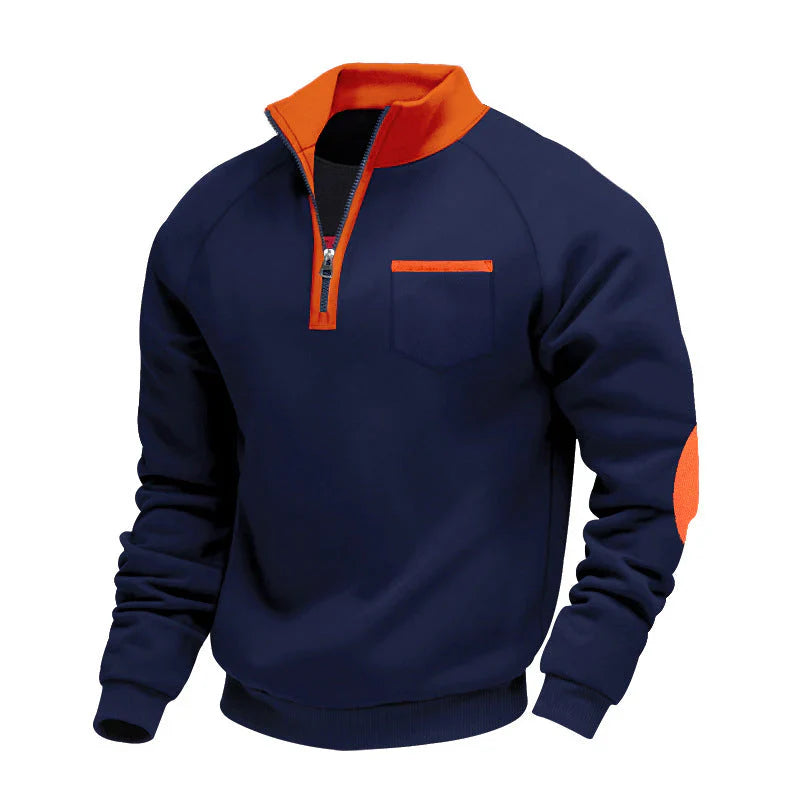 Pull confortable pour homme à demi-zip et col montant