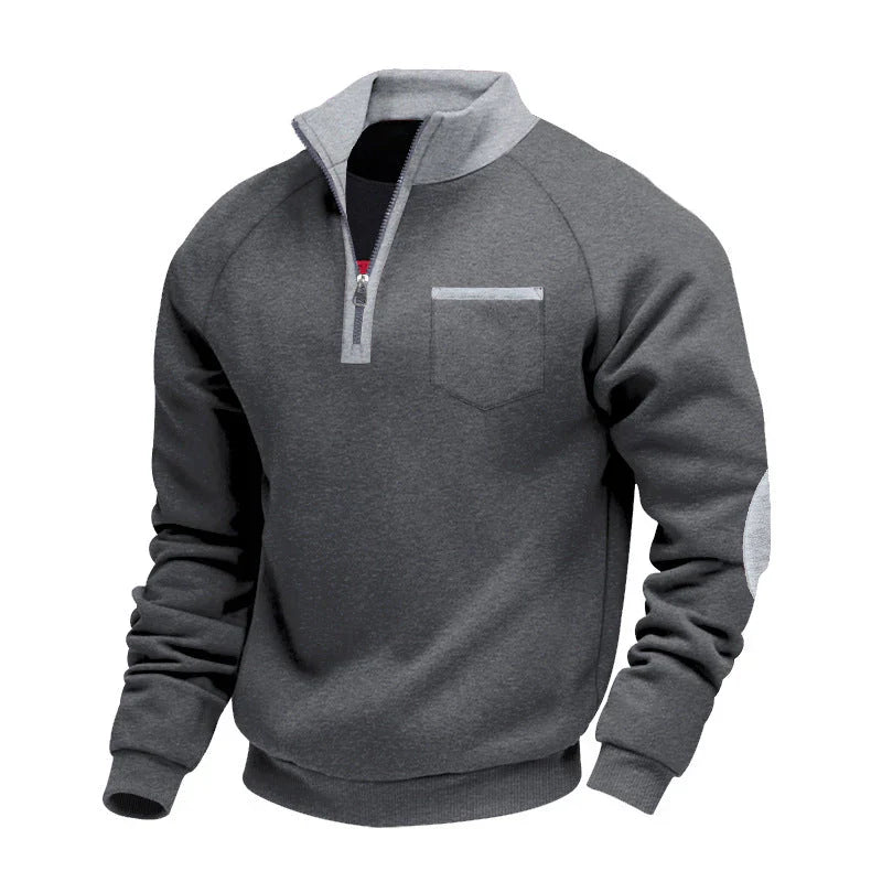 Pull confortable pour homme à demi-zip et col montant