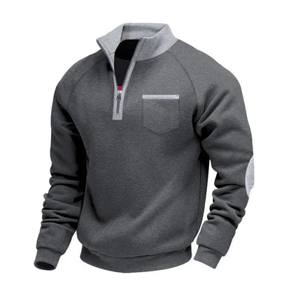 Pull confortable pour homme à demi-zip et col montant